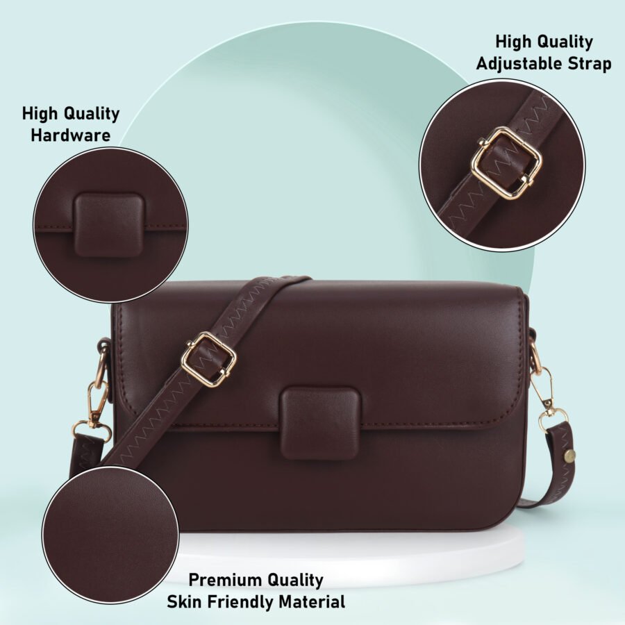Women Crossbody Mini Sling Bag | Brown - Image 7