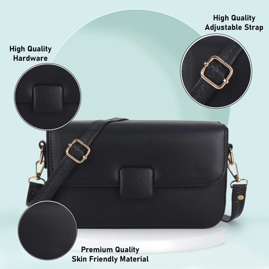 Women Crossbody Mini Sling Bag | Black - Image 8