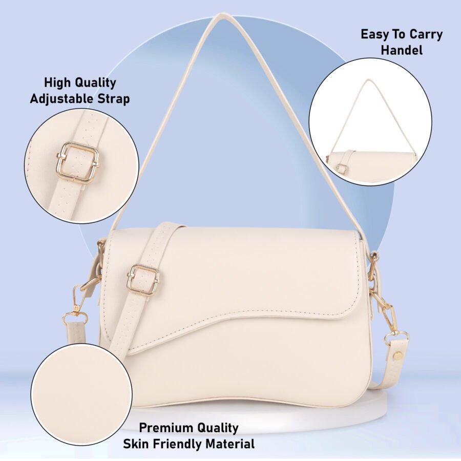 Women Rectangular Sling Bag | Beige - Image 2