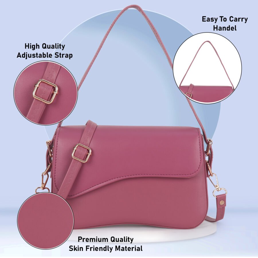 Women Rectangular Sling Bag | Hot Pink - Image 2