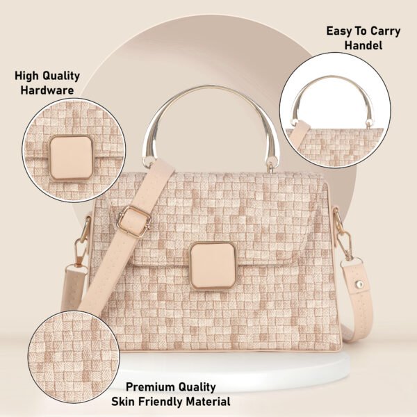 Women Checked Pattern Sling Bag | Beige