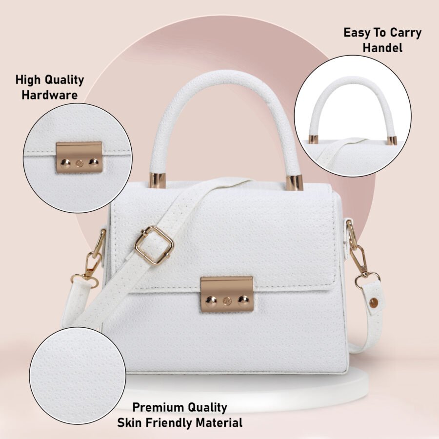 Women Textured Sling Bag | White - Image 5
