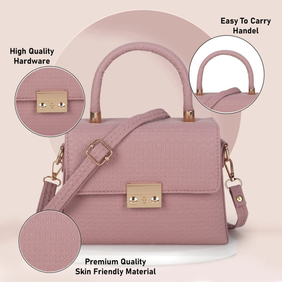 Women Textured Sling Bag | Pink - Image 6