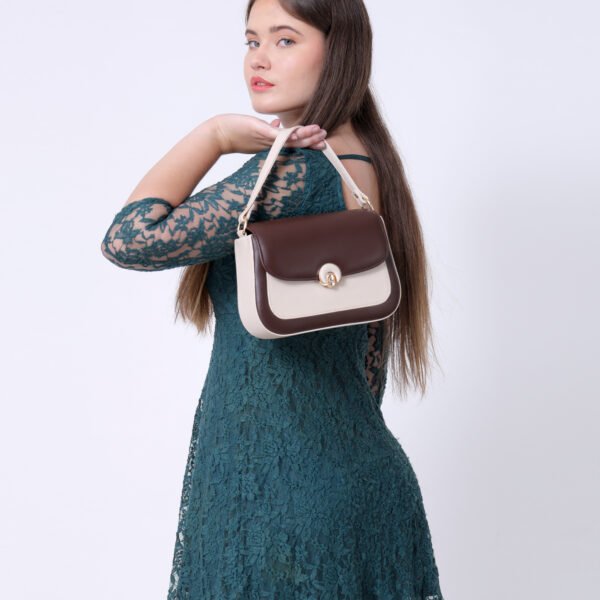 Women Colourblocked Sling Bag | Crimson & Cream