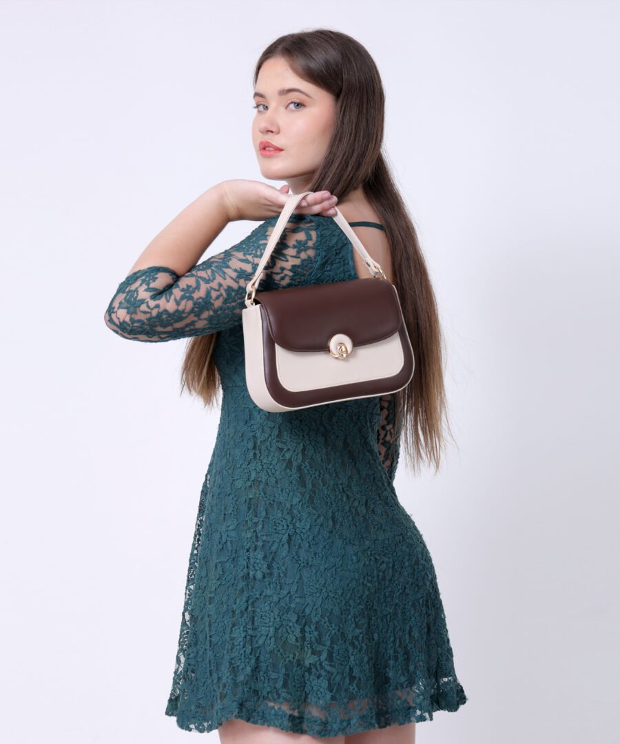 Women Colourblocked Sling Bag | Crimson & Cream