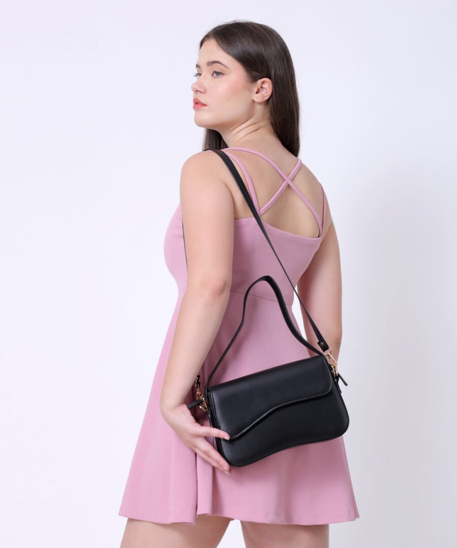 Women Rectangular Sling Bag | Black - Image 3