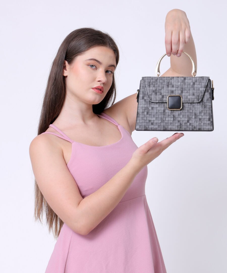 Women Checked Pattern Sling Bag | Black