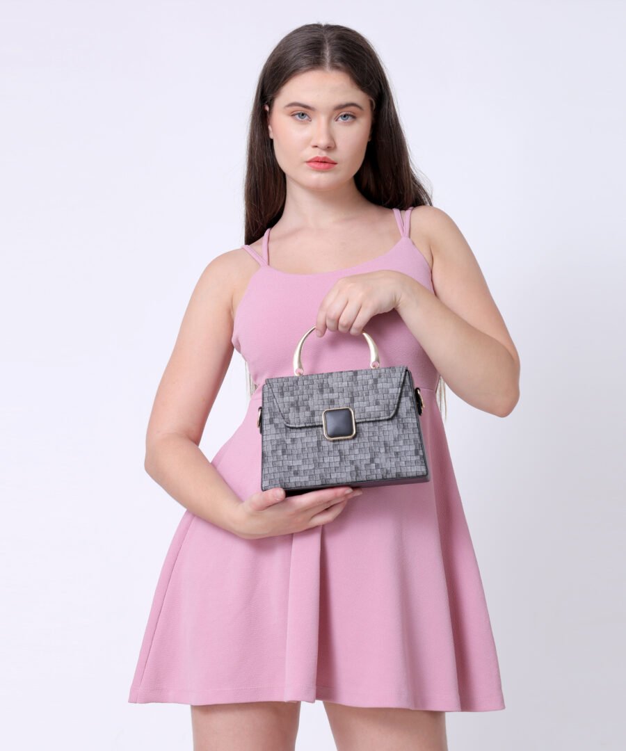 Women Checked Pattern Sling Bag | Black - Image 8