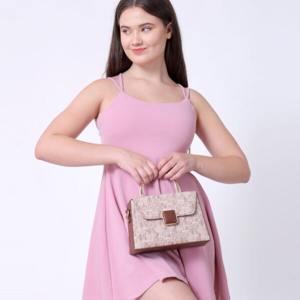 Women Checked Pattern Sling Bag | Brown