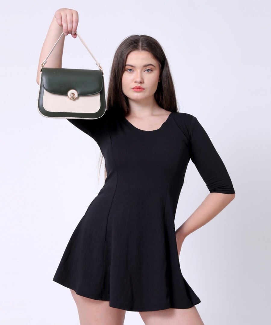 Women Colourblocked Sling Bag | Black & Cream