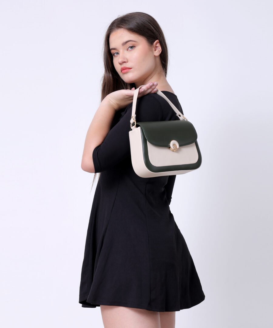 Women Colourblocked Sling Bag | Black & Cream - Image 6