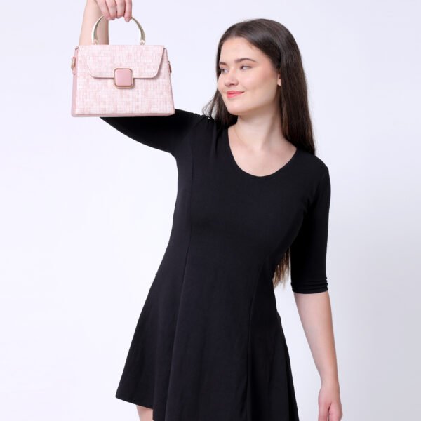Women Checked Pattern Sling Bag | Pink