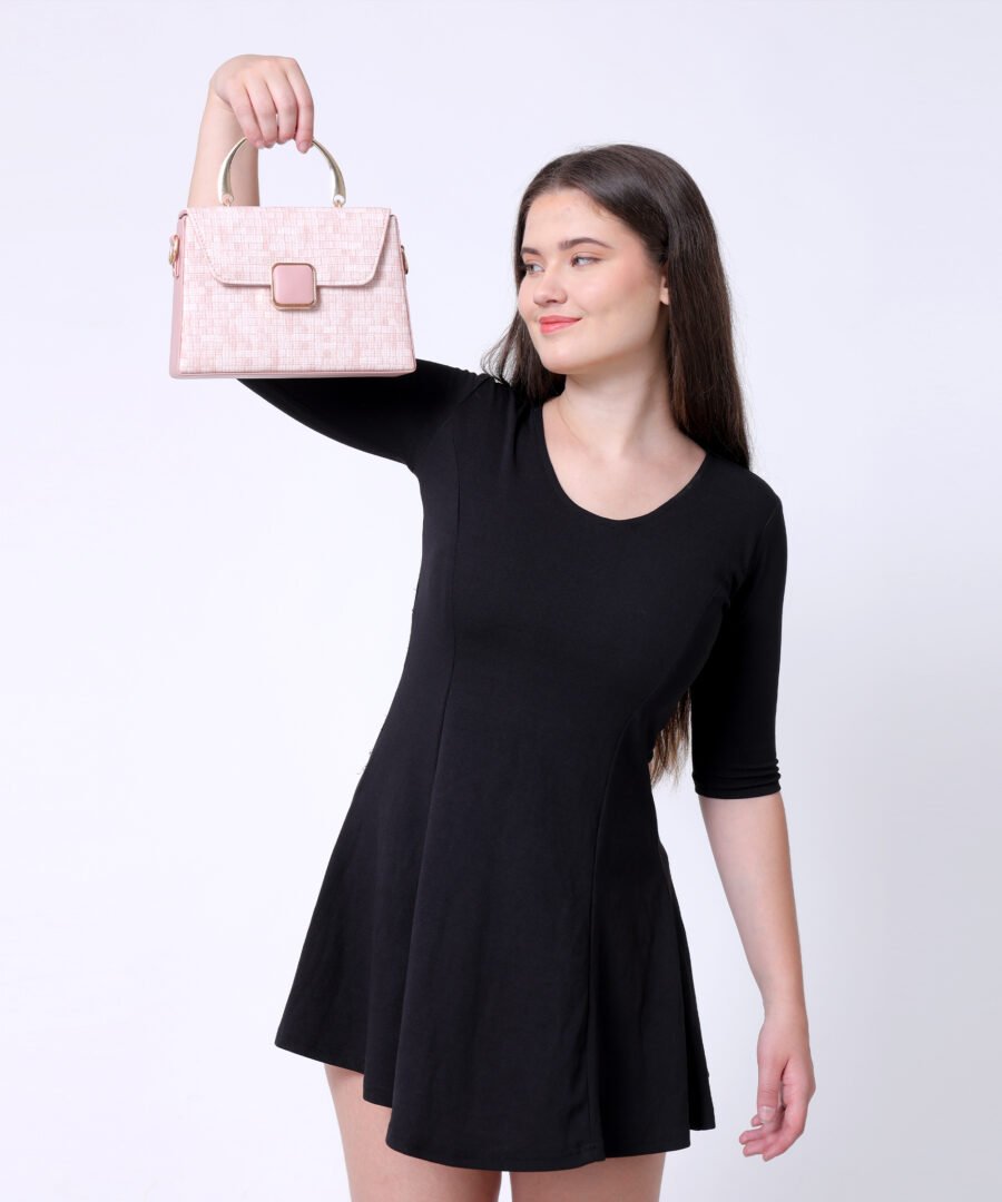 Women Checked Pattern Sling Bag | Pink