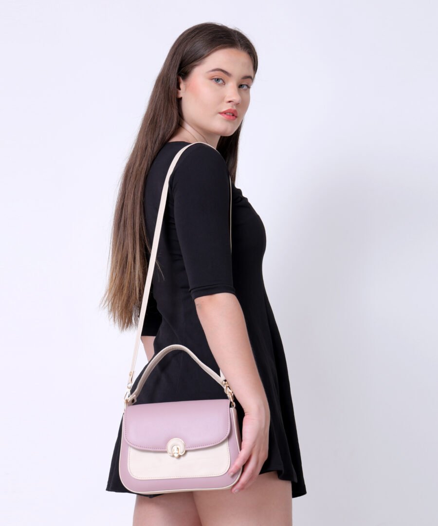 Women Colourblocked Sling Bag | Pink & Cream - Image 7