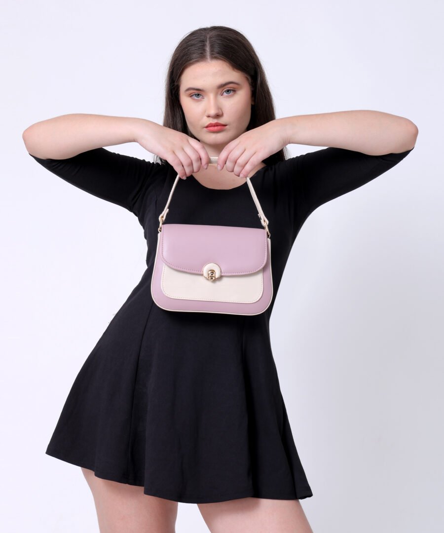 Women Colourblocked Sling Bag | Pink & Cream - Image 6