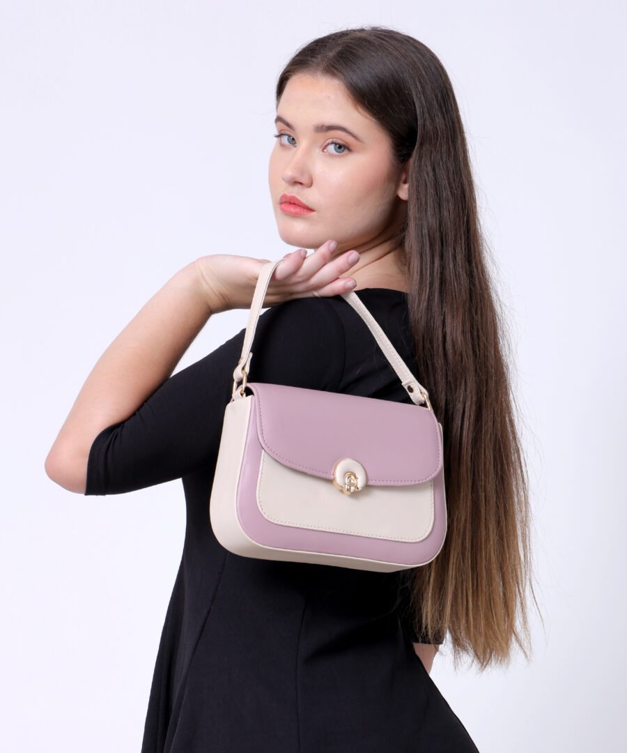 Women Colourblocked Sling Bag | Pink & Cream - Image 5