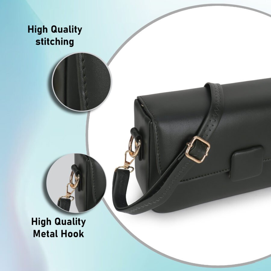 Women Crossbody Mini Sling Bag | Matte Black - Image 5