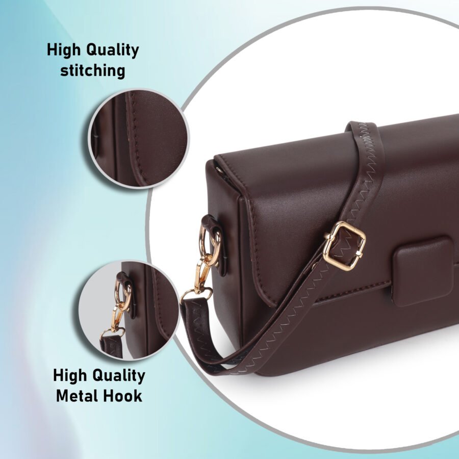 Women Crossbody Mini Sling Bag | Brown - Image 8