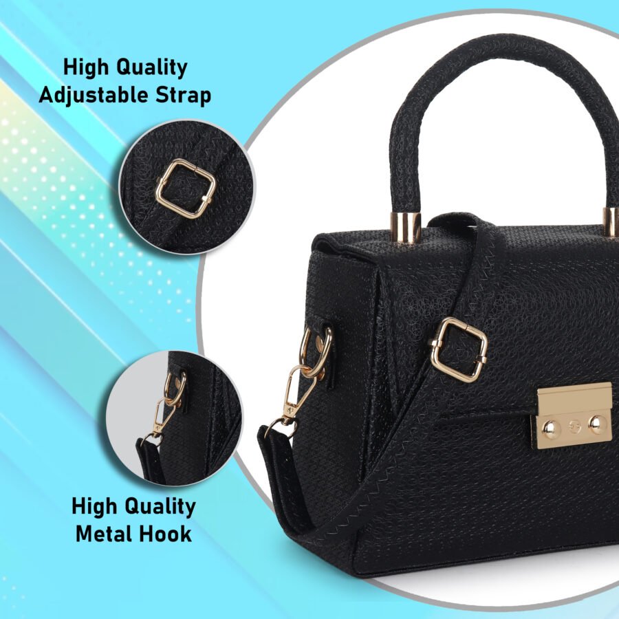 Women Textured Sling Bag | Black - Image 6