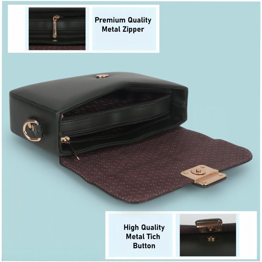 Women Crossbody Mini Sling Bag | Matte Black - Image 4