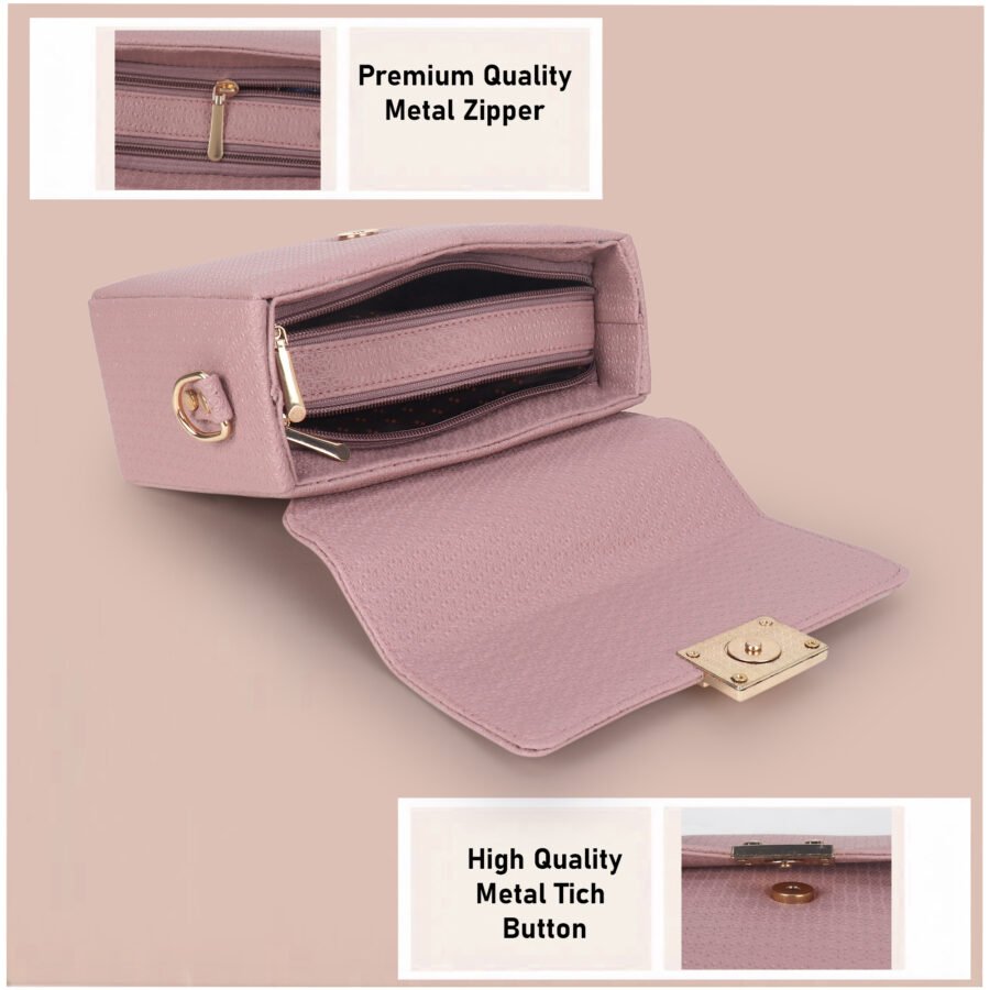 Women Textured Sling Bag | Pink - Image 5