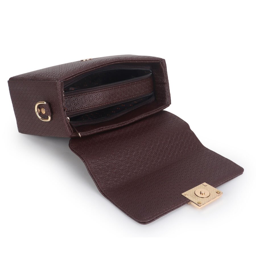Women Textured Sling Bag | Brown - Image 4