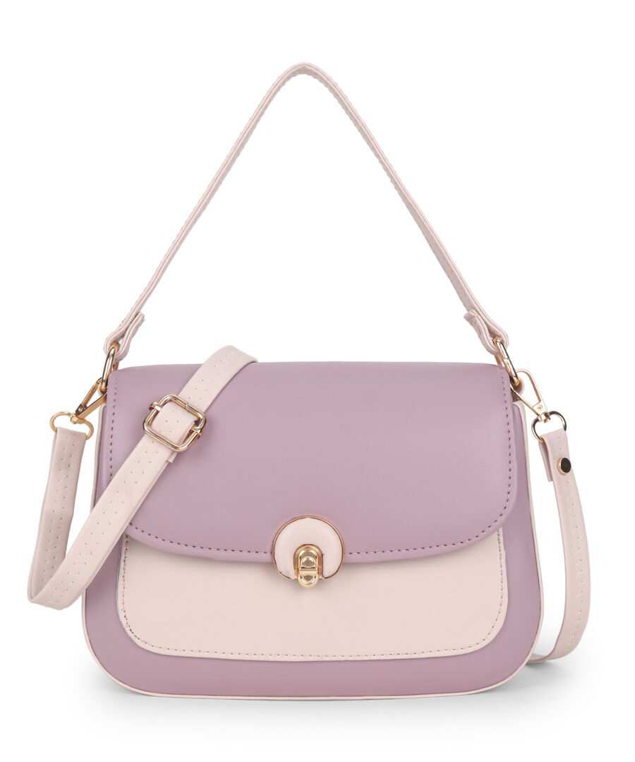 Women Colourblocked Sling Bag | Pink & Cream - Image 8