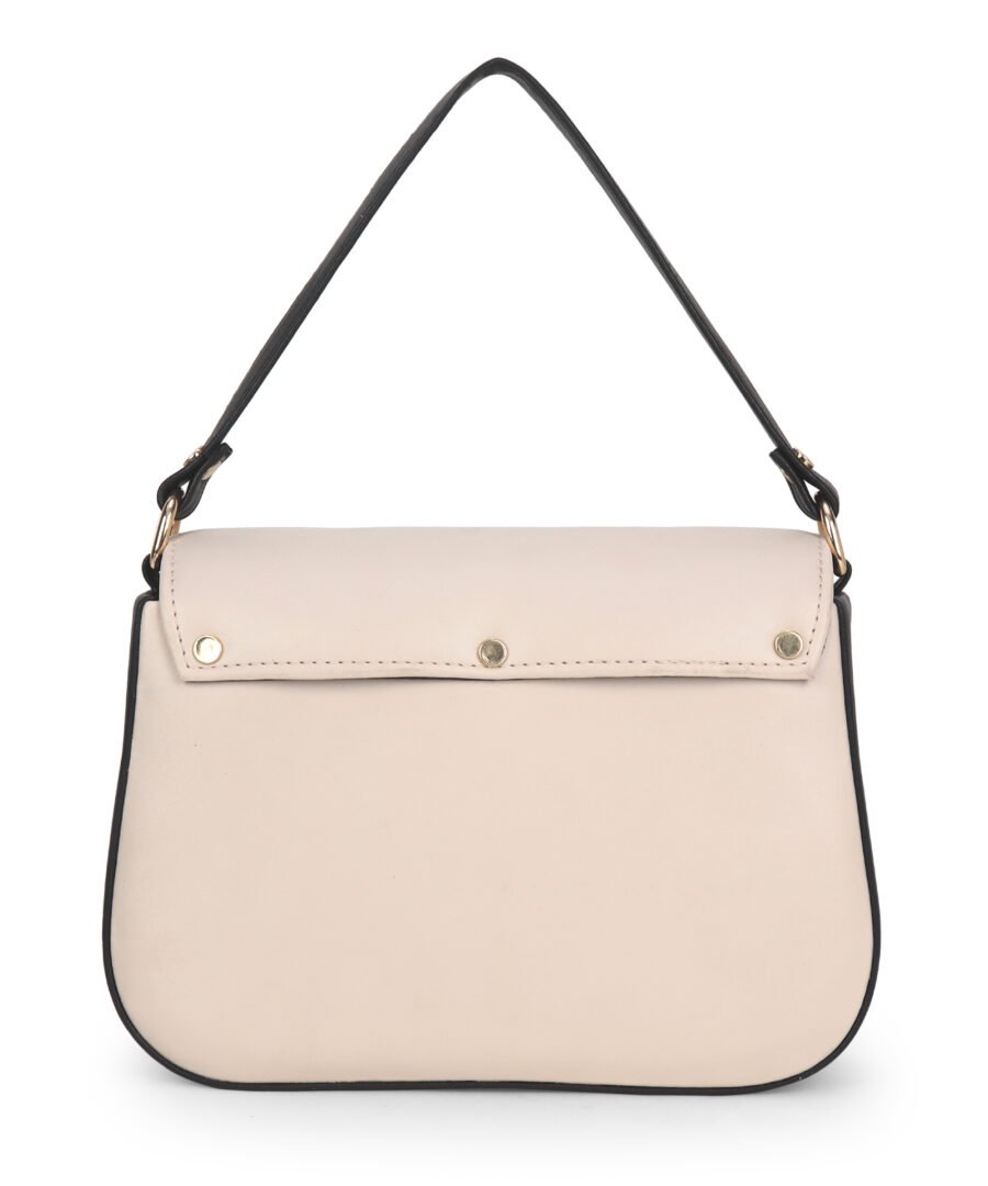 Women Colourblocked Sling Bag | Cream & Black - Image 8