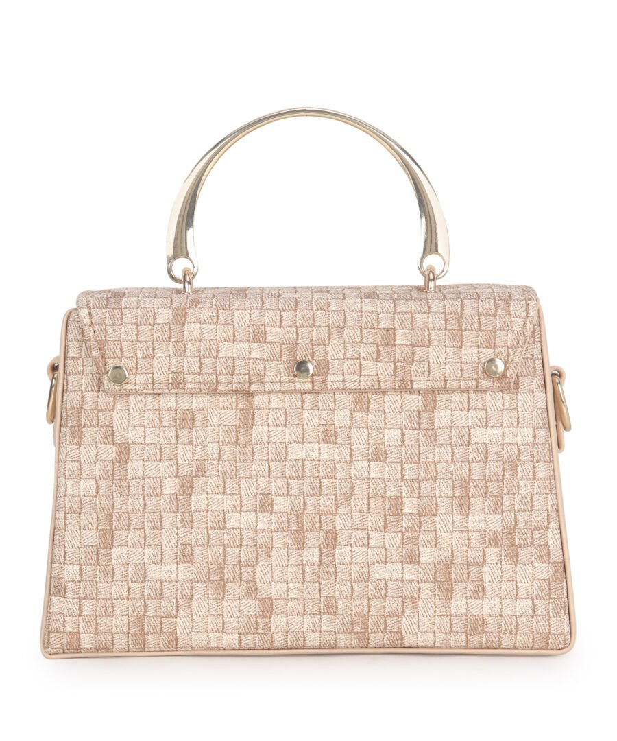 Women Checked Pattern Sling Bag | Beige - Image 2