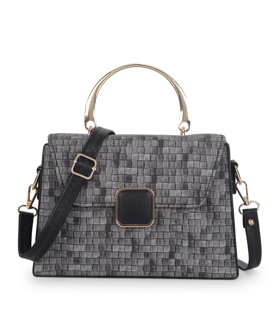 Women Checked Pattern Sling Bag | Black - Image 4