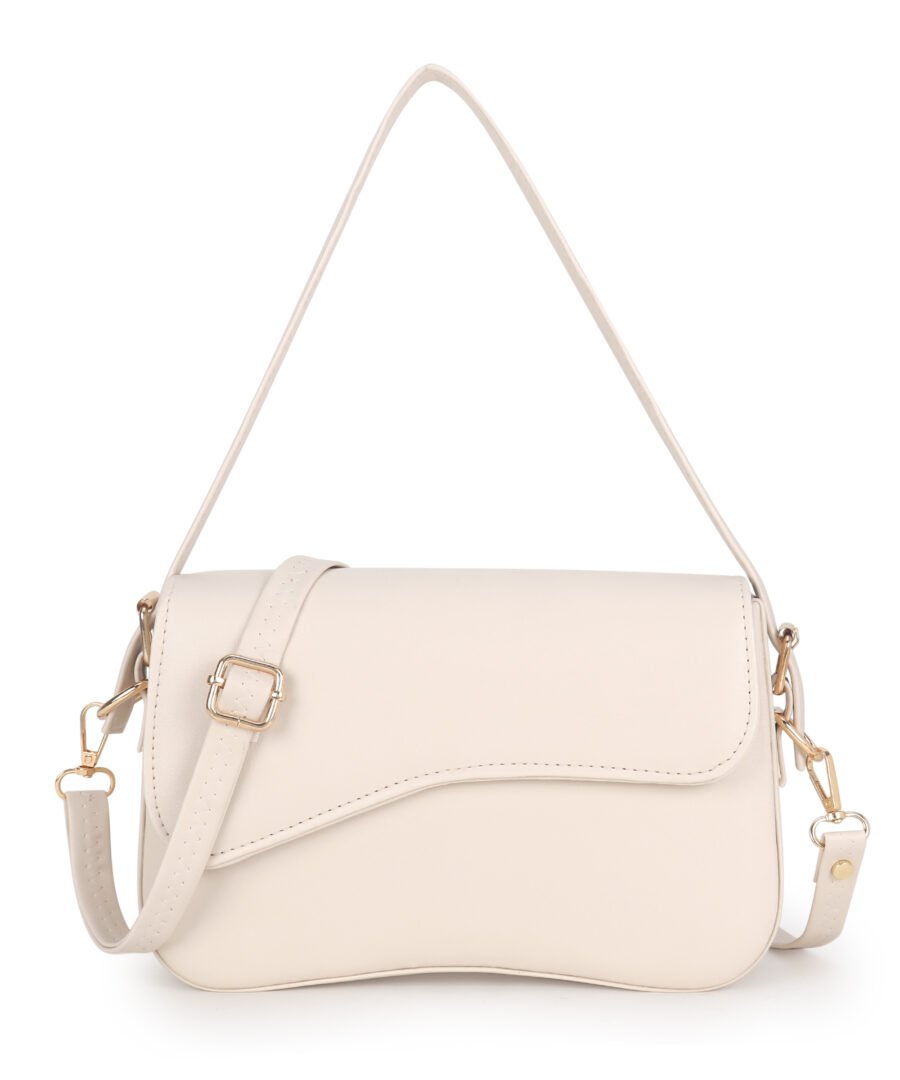 Women Rectangular Sling Bag | Beige - Image 4