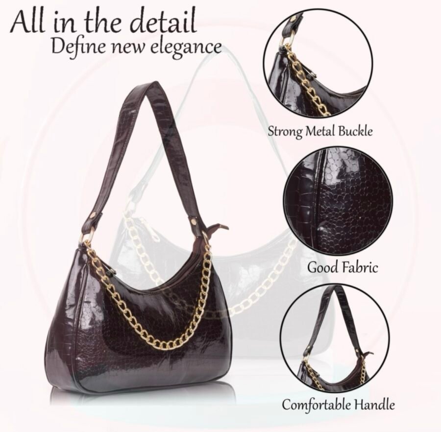Women Textured Half Moon Shoulder Bag | Black - Image 3