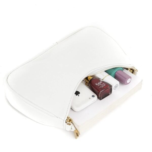 Women Textured Half Moon Shoulder Bag | White
