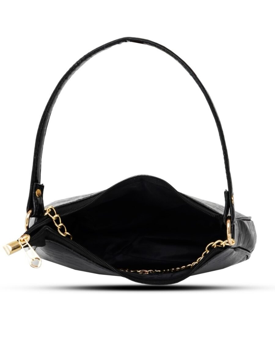 Women Textured Half Moon Shoulder Bag | Black - Image 5