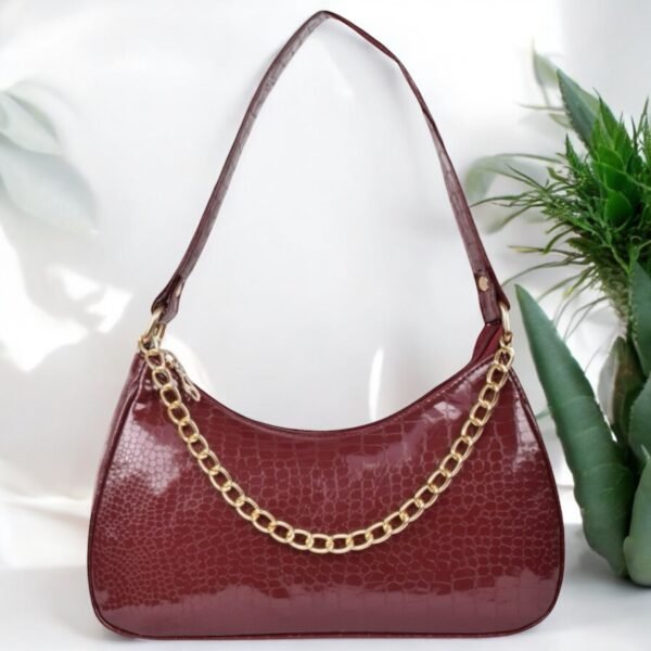 Women Textured Half Moon Shoulder Bag | Maroon