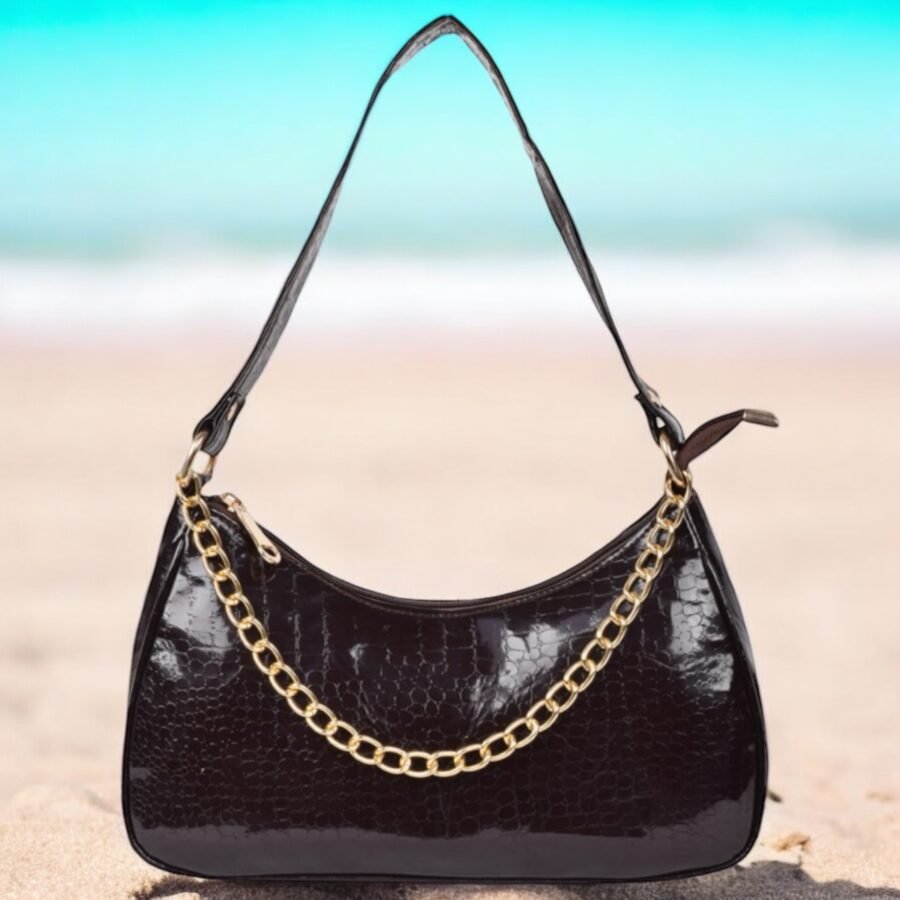 Women Textured Half Moon Shoulder Bag | Black - Image 6