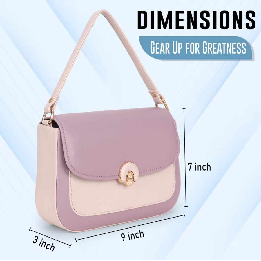 Women Colourblocked Sling Bag | Pink & Cream - Image 3