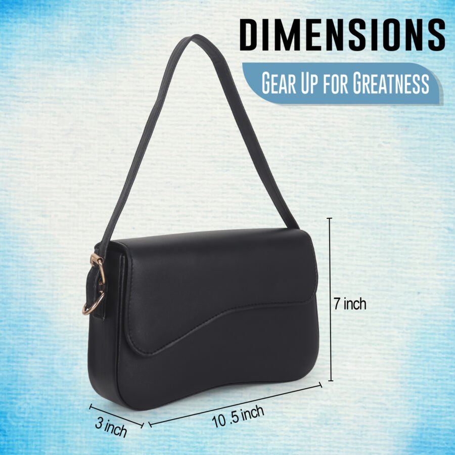 Women Rectangular Sling Bag | Black - Image 6