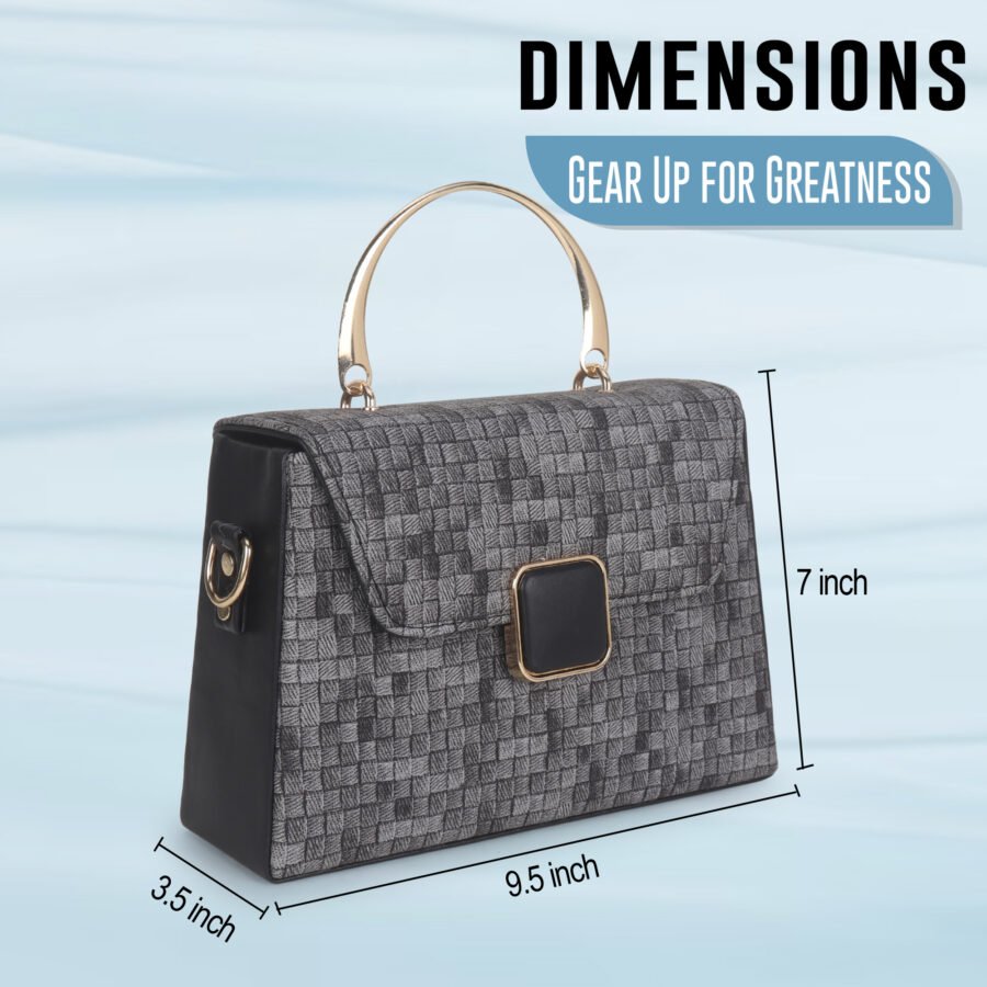 Women Checked Pattern Sling Bag | Black - Image 5