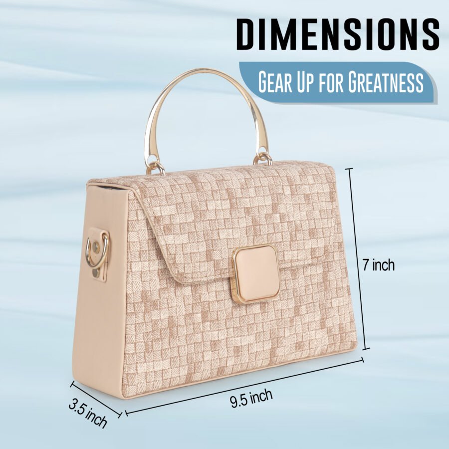 Women Checked Pattern Sling Bag | Beige - Image 6