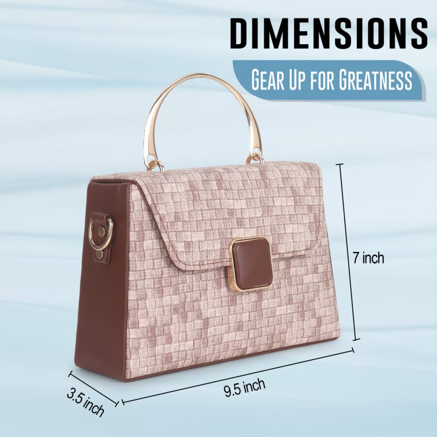 Women Checked Pattern Sling Bag | Brown - Image 6