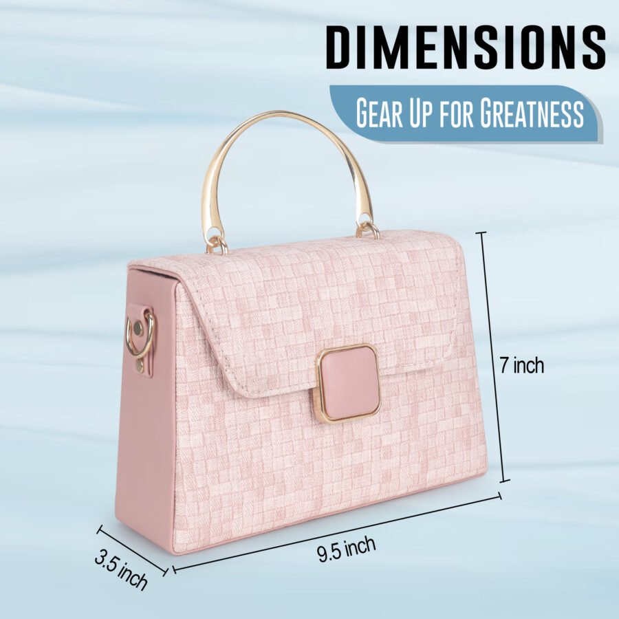 Women Checked Pattern Sling Bag | Pink - Image 6
