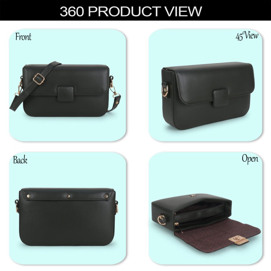 Women Crossbody Mini Sling Bag | Matte Black - Image 2