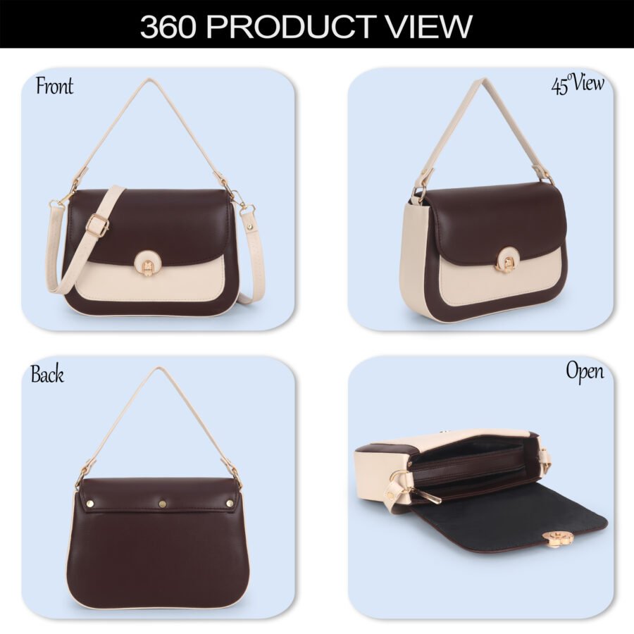 Women Colourblocked Sling Bag | Crimson & Cream - Image 6