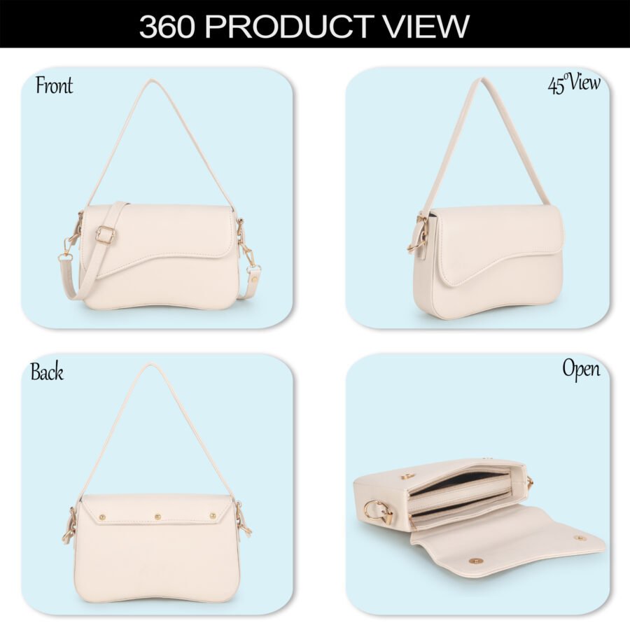 Women Rectangular Sling Bag | Beige - Image 8