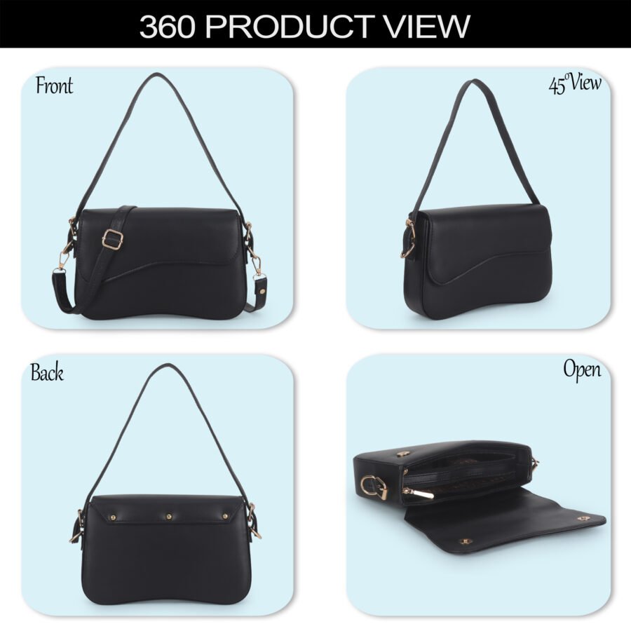 Women Rectangular Sling Bag | Black - Image 7