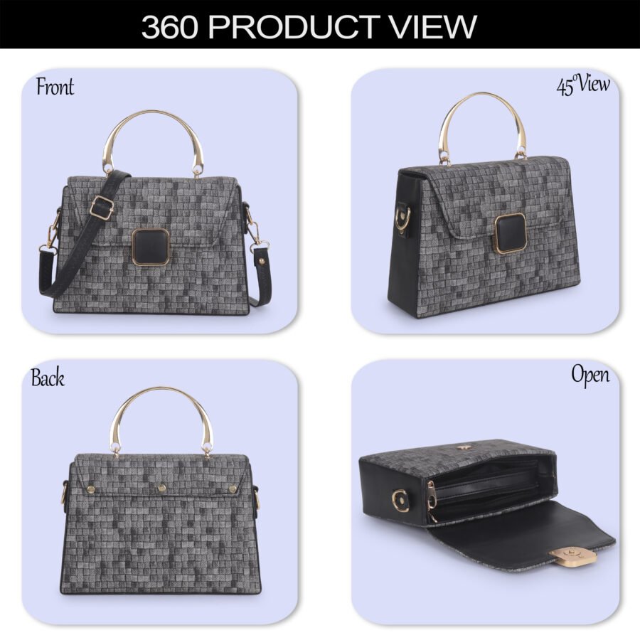 Women Checked Pattern Sling Bag | Black - Image 6