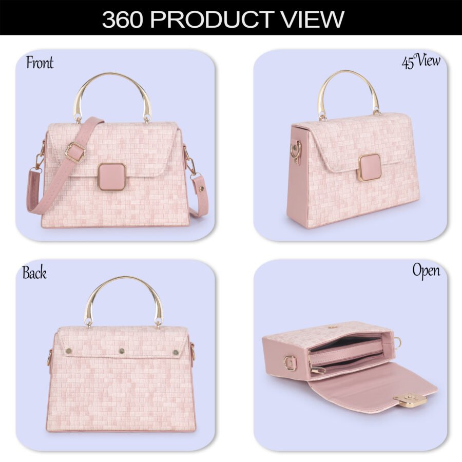 Women Checked Pattern Sling Bag | Pink - Image 7