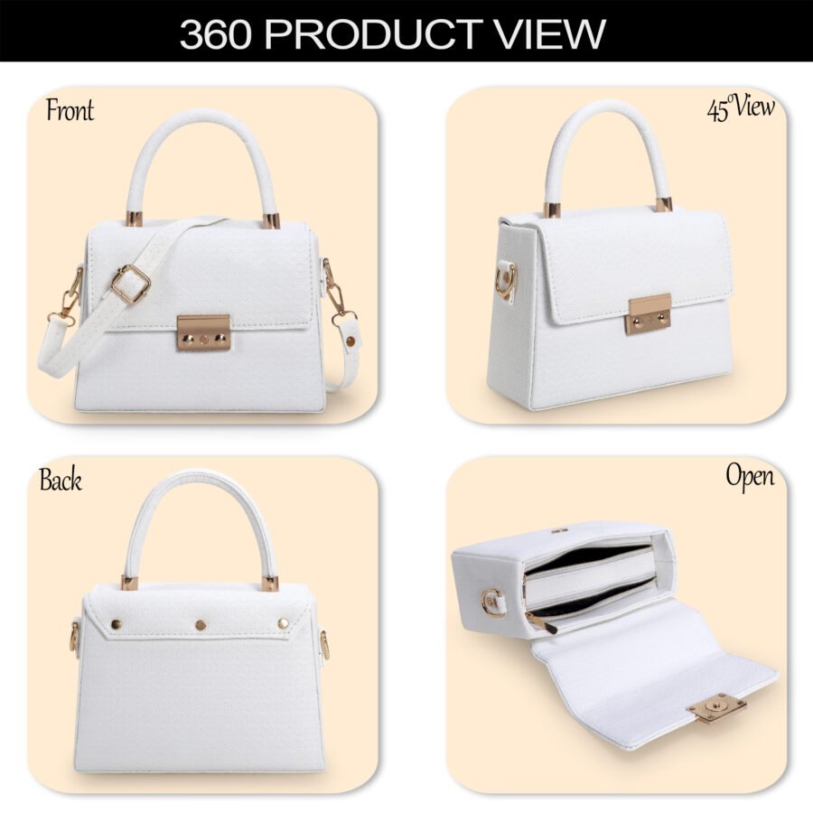 Women Textured Sling Bag | White - Image 7