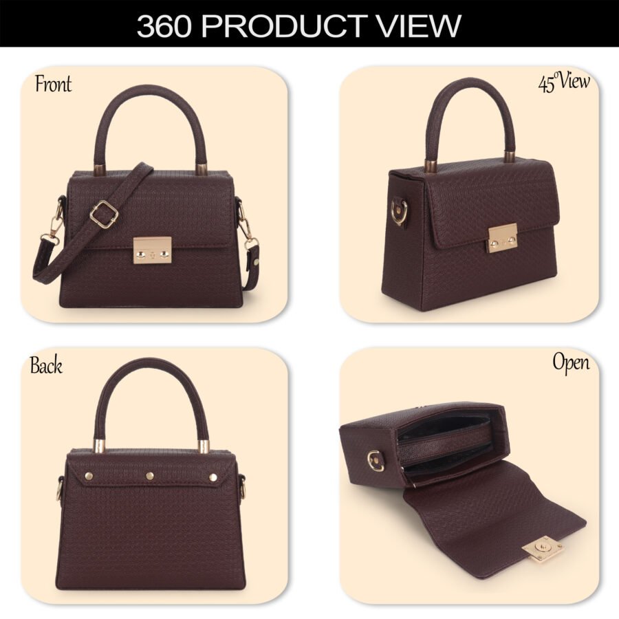 Women Textured Sling Bag | Brown - Image 7